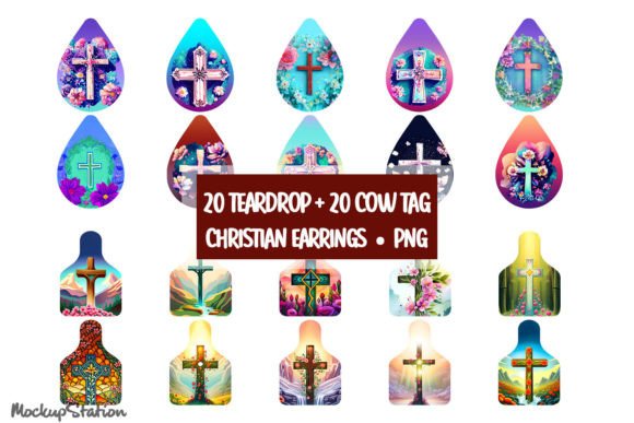 Christian Earring Bundle Cross PNG and Crafts