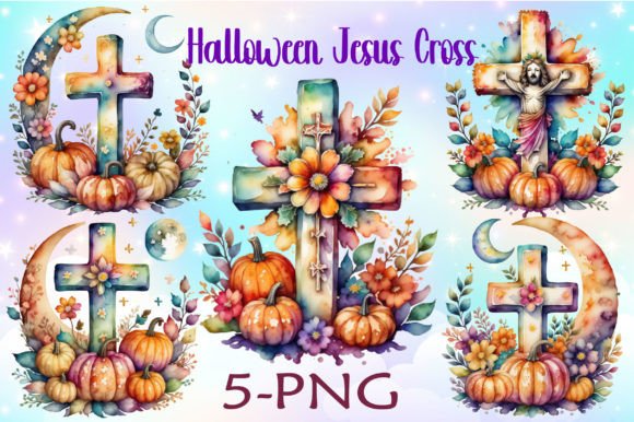 Halloween Jesus Cross Clipart Bundle