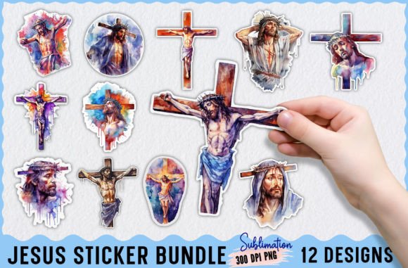 Jesus Sticker Bundle Png and Print Templates