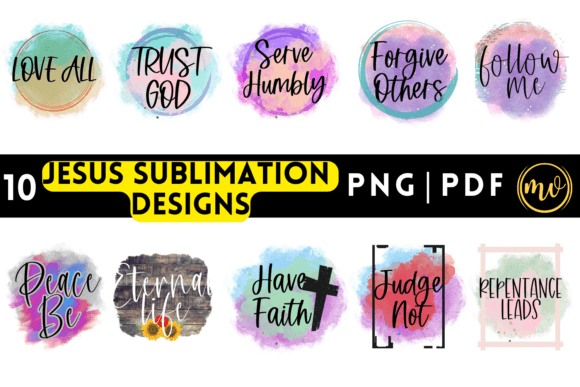 Jesus Sublimation Quotes Bundle - 10 Print Templates
