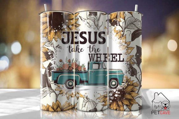 Jesus Take the Wheel Tumbler PNG for Crafts