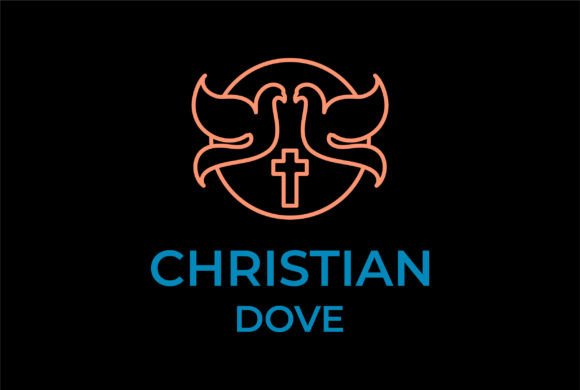 Monogram of Pigeon Dove Bird with Jesus Logos