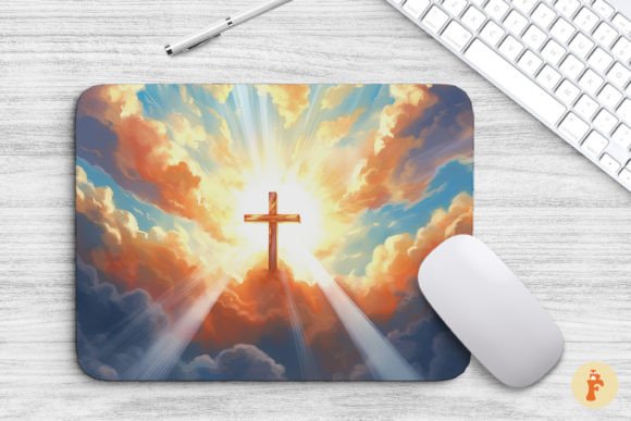 Mouse Pad Christian Cross in Heaven Backgrounds