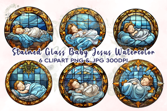 Stained Glass Baby Jesus Watercolor Crafts