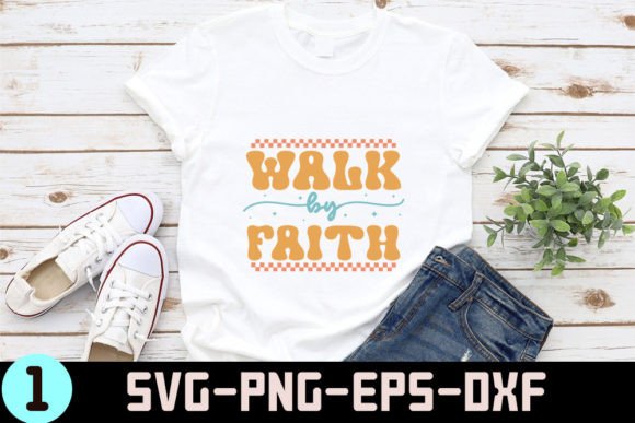 Walk by Faith - Christian Quotes Retro S Crafts
